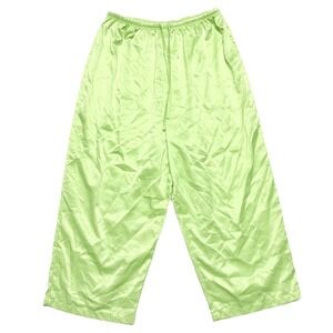 Vintage Cabernet Satin Lounge Pajama Pants Lime Green Silky Drawstring Womens M